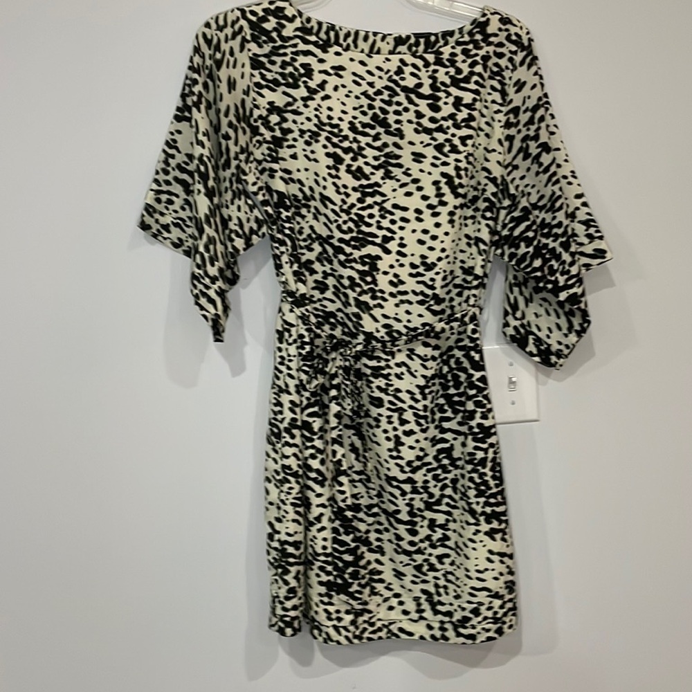 W118 by Walter Baker Animal Print dress. Medium. Cream, black, dark Green